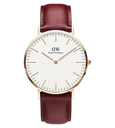 Daniel Wellington Classic Suffolk 40mm Rose-gold And Leather Strap In Gold/brown