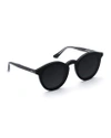 Krewe Collins Round Monochromatic Acetate Sunglasses W/ Nylon Overlay Lens In Black