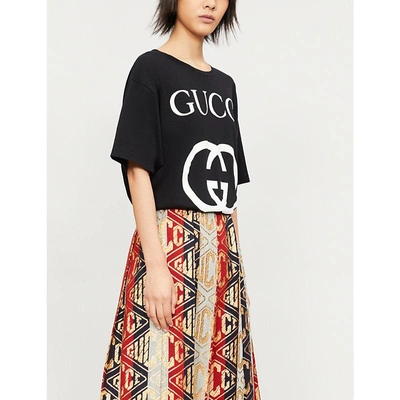 Gucci Logo-print Cotton-jersey T-shirt In Black Ivory