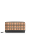 BURBERRY SMALL-SCALE CHECK LEATHER ZIP-AROUND WALLET,4077853