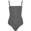Hunza G Maria Silver Seersucker Swimsuit In Metallic Slate