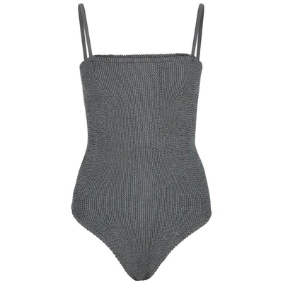 Hunza G Maria Silver Seersucker Swimsuit In Grey