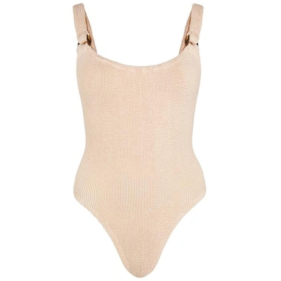 Hunza G Domino Blush Seersucker Swimsuit In Nude