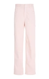 Tibi Garment Dyed Denim Carpenter Jeans In Pink