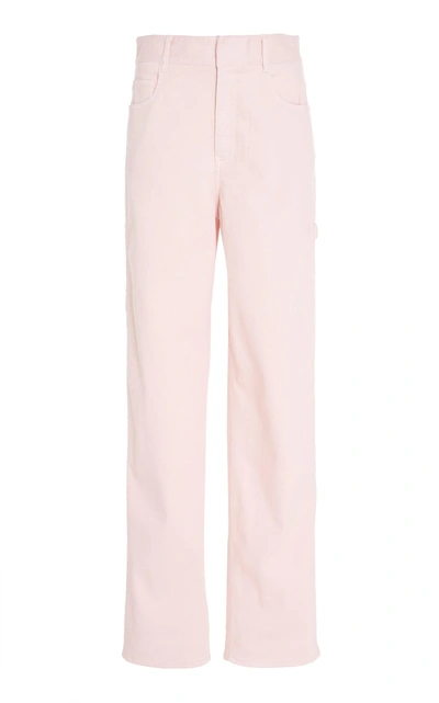 Tibi Garment Dyed Denim Carpenter Jeans In Pink