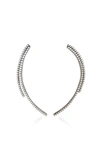 LYNN BAN JEWELRY SICKLE RHODIUM-PLATED SILVER DIAMOND EARRINGS,LB395-PL-B-ER-WD