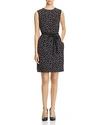 PAULE KA BELTED HEART-PRINT SILK DRESS,18H-194-R91