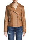 Max Studio Maxstudio Washed Faux Leather Moto Jacket In Cognac
