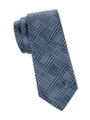 Versace Combo Stripe Silk Tie In Grey