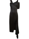Monse Twist Neck Deconstructed Midi Dress In Black