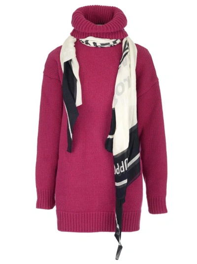 Balenciaga Scarf Knitted Sweater In Pink