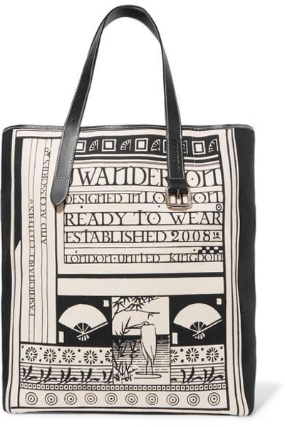 Jw Anderson Leather-trimmed Printed Canvas Tote In White