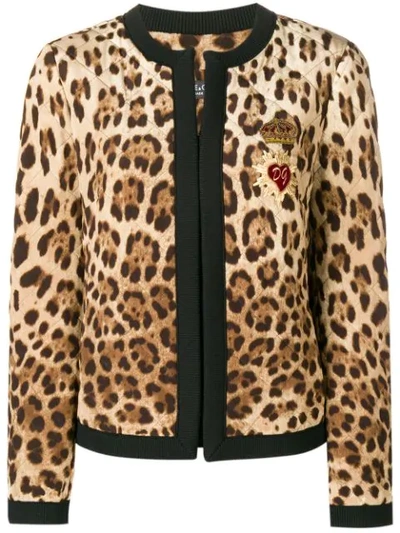 Dolce & Gabbana Zip-front Leopard-print Quilted Silk Jacket In Leopard Print