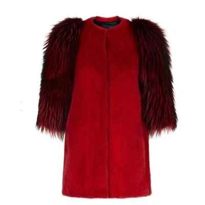 Lilly E Violetta Gaga Mink And Fox Fur Jacket In Red