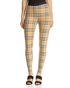 Burberry Women Archive Check Leggings In Antique Yellow