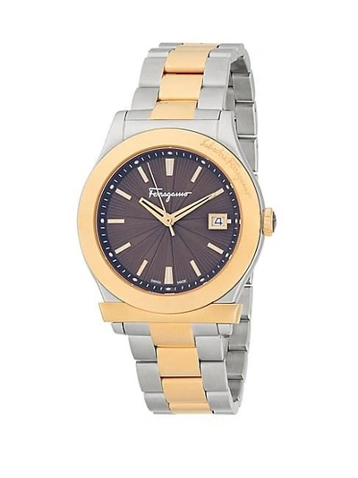 Ferragamo Two-tone Stainless Steel Bracelet Analog Watch In Silver