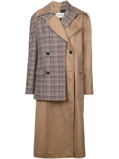 Monse Checked Twill And Wool-blend Trench Coat In Camel