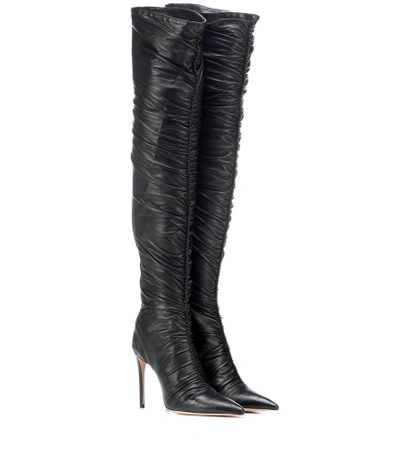 Alexandre Birman Susanna Scrunch Leather Over-the-knee Boots In Black