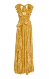ULLA JOHNSON Demetria Metallic Silk-Blend Gown ,SP190117YELLOW