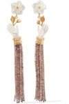 OF RARE ORIGIN Bloom gold vermeil, mother-of-pearl and moonstone earrings