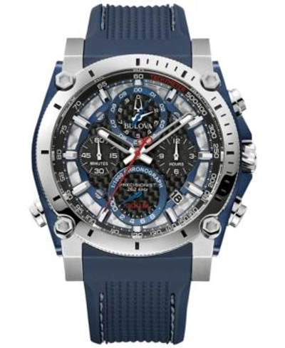 Bulova Men's Chronograph Precisionist Blue Rubber Strap Watch 46.5mm