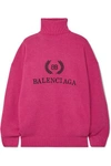 BALENCIAGA EMBROIDERED WOOL AND CASHMERE-BLEND TURTLENECK SWEATER