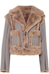 OPENING CEREMONY INSOMNIAC REVERSIBLE FAUX FUR AND HOUNDSTOOTH COTTON-BLEND JACKET