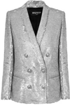 BALMAIN DOUBLE-BREASTED MATTE SEQUINED CREPE BLAZER