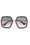 GUCCI Oversized square-frame metal sunglasses