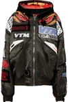Vetements + Alpha Industries Oversized Distressed Embellished Shell Bomber Jacket