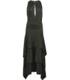 PROENZA SCHOULER Black Halter Midi Dress,2364319249960291440