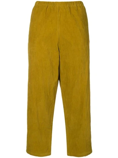 Apuntob Cropped Corduroy Trousers - Yellow