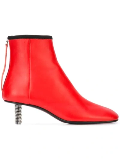 Calvin Klein 205w39nyc Red Grainne Leather Ankle Boot