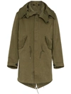Ten C Mid-length Cotton Parka Jacket In Green