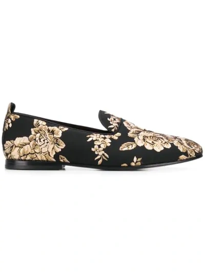 Dolce & Gabbana Lurex Jacquard Slippers In Black