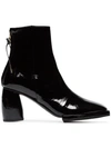 REIKE NEN SQUARE TOE PATENT LEATHER ANKLE BOOTS