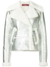 SIES MARJAN METALLIC FAUX SHEARLING BIKER JACKET