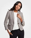 ANN TAYLOR PIPED PLAID BLAZER,473002