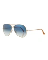 Ray Ban Original Mirror Aviator Sunglasses In Light Blue
