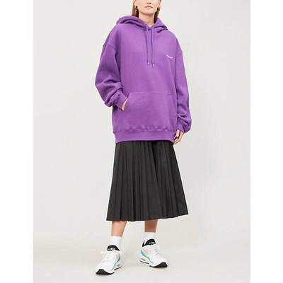 Ader Error Logo-embroidered Cotton-jersey Hoody In Purple