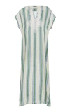 Tory Burch Awning Stripe Short-sleeve Long Caftan