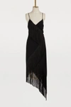 Givenchy Asymmetric Fringed Wool-crepe Wrap-effect Midi Dress In Black
