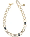 KATE SPADE GOLD-TONE STONE & IMITATION PEARL COLLAR NECKLACE, 16" + 3" EXTENDER