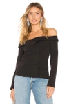 BY THE WAY. BY THE WAY. TYLER OFF SHOULDER BLAZER TOP IN BLACK,BTWR-WS400