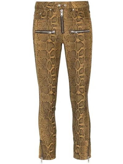 Isabel Marant Étoile Alone Snake Print Cropped Cotton Blend Trousers In Brown