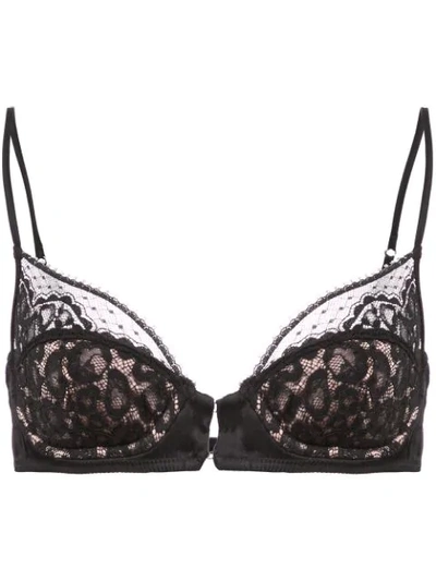 Fleur Du Mal Leopard Lace Demi Bra In Black