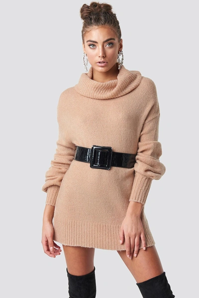 Luisa Lion X Na-kd Puff Sleeve Sweater - Beige