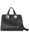 BURBERRY BURBERRY THE LEATHER CREST GROMMET DETAIL TOTE - BLACK