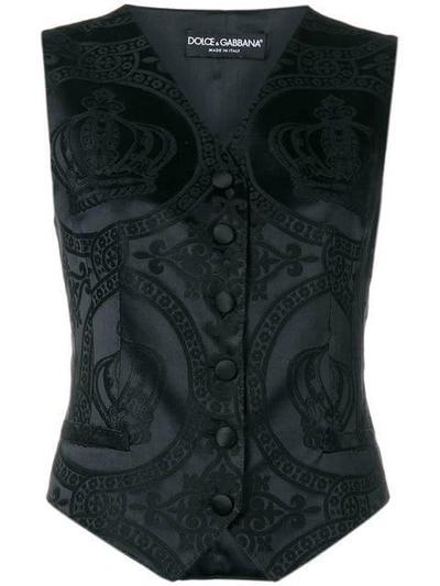 Dolce & Gabbana Jacquard Waistcoat In Black