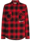 OFF-WHITE red Quote checked shirt 